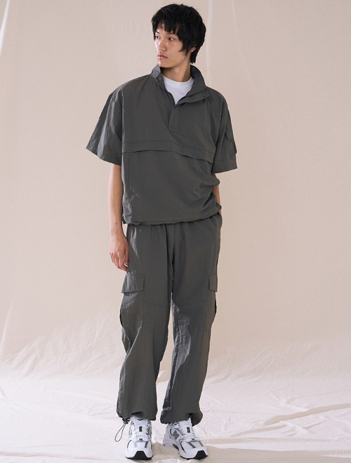 Turtle Neck Anorak Long Set-Up(Charcoal) CSOs-015 [Unisex]