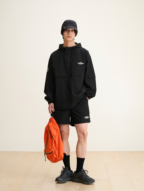 Air Light Anorak Sporty 3-Piece Set Up (black) CSOs-022 [Unisex]
