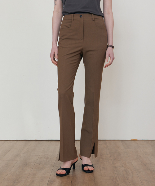 Boots cut slit pants_BROWN