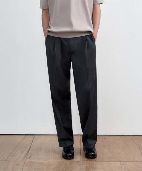 Широкие брюки с одной складкой (Charcoal Gray)