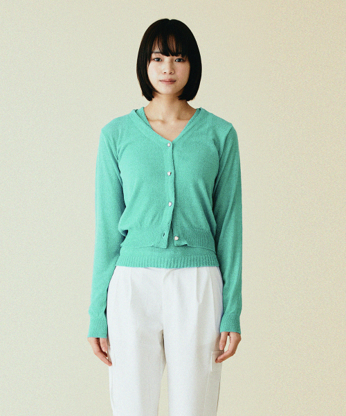 [SET] Love кардиган и топ без рукавов (Green)