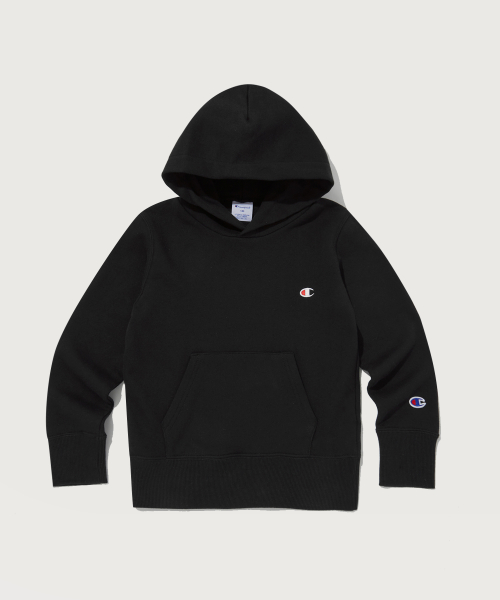 키즈 C로고 프렌치테리 후드 티셔츠 Black