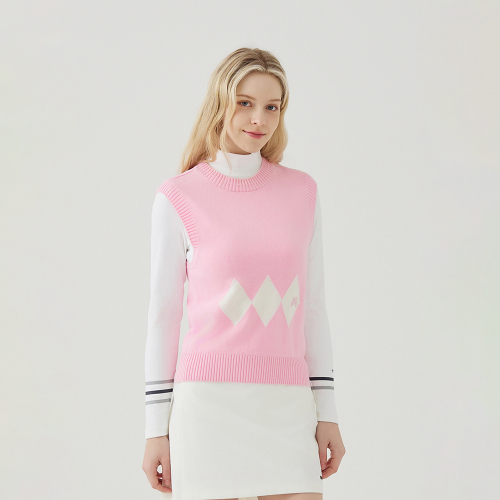 Argyle Knit Vest_L/Pink