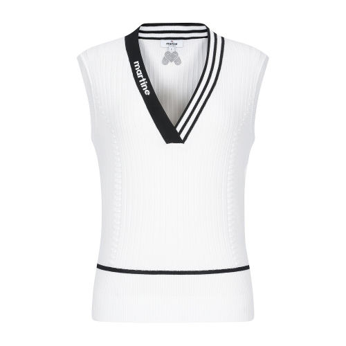 V Neck Overfit Knit Vest_O/белый