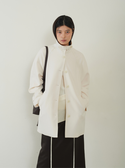 High Neck Raglan Half Coat кремовый