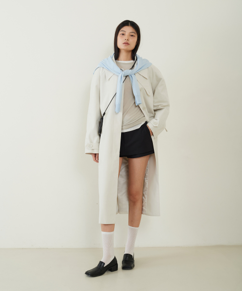 Balmacaan Trench Coat Ash кремовый