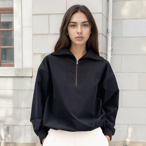 Half Zip-up Sportive блуза _Black