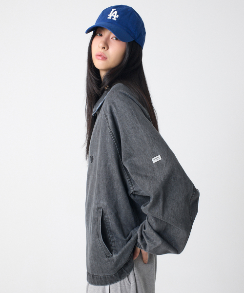 OVER FIT DENIM BLOUSON GRAY
