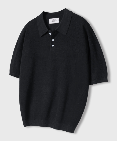 Свободное поло из вискозы под лен [Black]