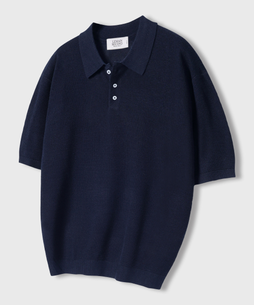 Свободное стирающееся поло из льна [Navy]