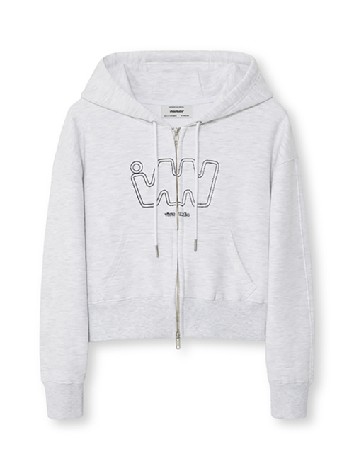 WOMAN LOGO HOODIE ZIP-UP [LIGHT GRAY]