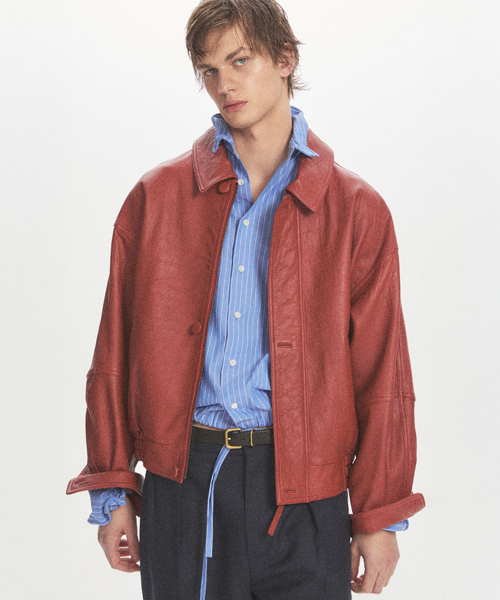 NYC WASHED LEATHER BLOUSON RED