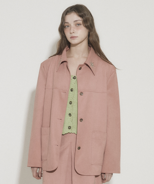 Замшевая куртка с заклепками (Pink)