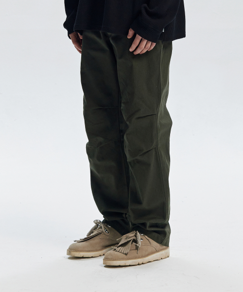 COTTON BANDING EASY PANTS _ OLIVE