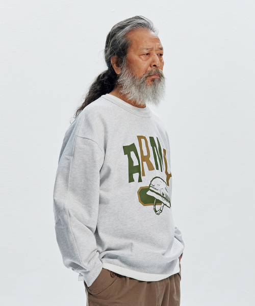 ARMY HELMET SWEATSHIRT _ WHITE MELANGE