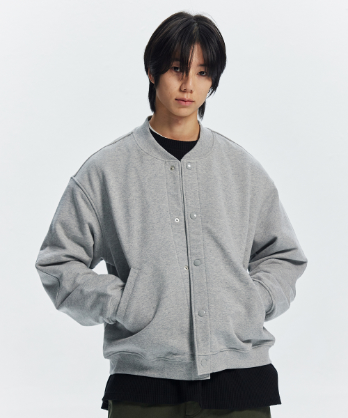 SWEAT VARSITY JACKET _ GRAY