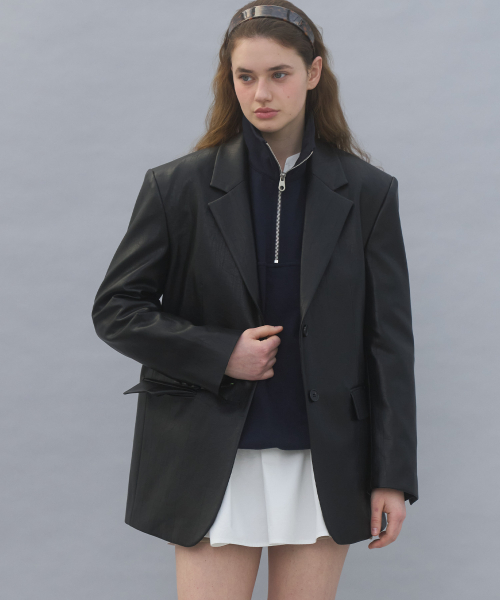 CLASSIC FAKE LEATHER JACKET - BLACK