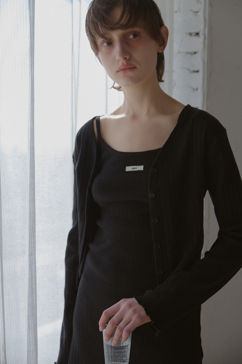 FLOWER WAVE CARDIGAN_BLACK