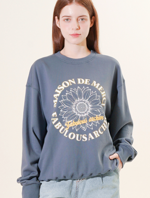 패블러스아카이브(FABULOUS ARCHIVE) UNISEX 썬플라워 써클로고 레귤러핏 맨투맨 네이비(FCF1TS327M) - 사이즈 & 후기 | 무신사