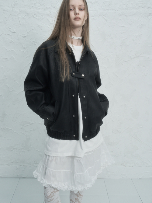 STUDDED BOMBER JACKET / BLACK