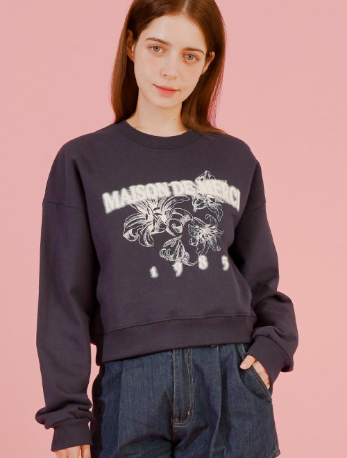 Le Lis Embossed женский кроп-свитшот Navy (FCF1TS204W)