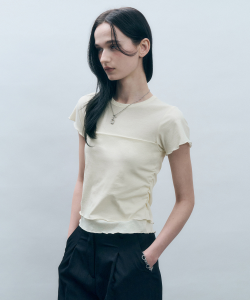 Футболка 2-в-1 из хлопка Supima с топом Cream MDTS077CREAM