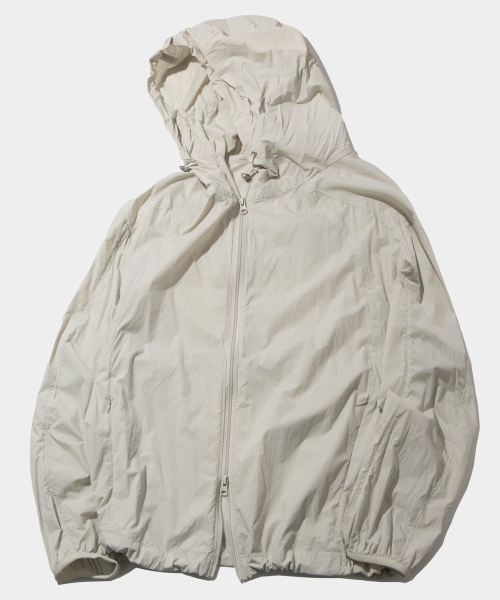 Нейлоновая ветровка на двухсторонней молнии с капюшоном [Beige]