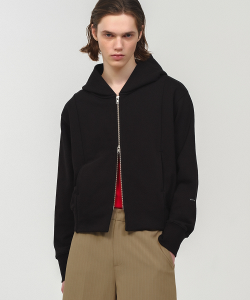 Unisex, укороченный худи на молнии / чёрный