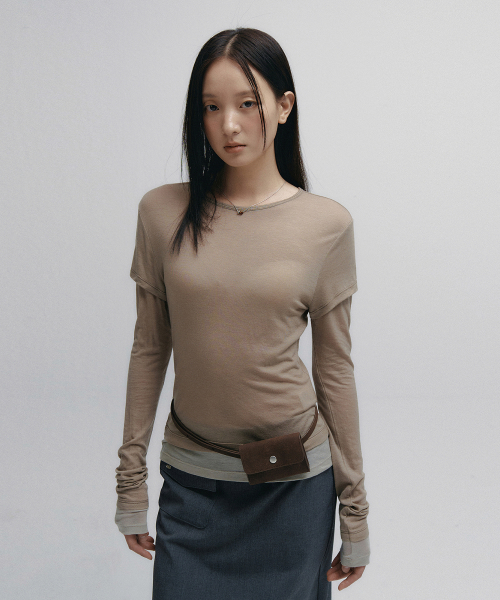 Двухслойная футболка из tencel (коричневый)