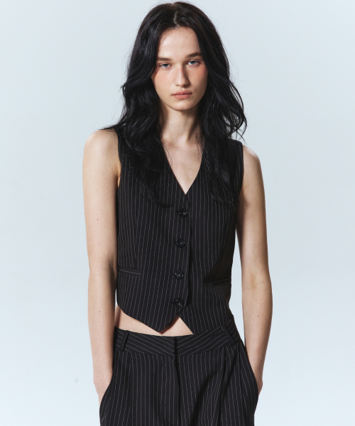 Tailored stripe single vest_ чёрный