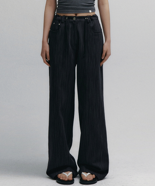 Stripe jacquard string denim pants (чёрный)