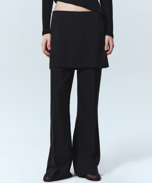 Bootcut layered pantskirt_black