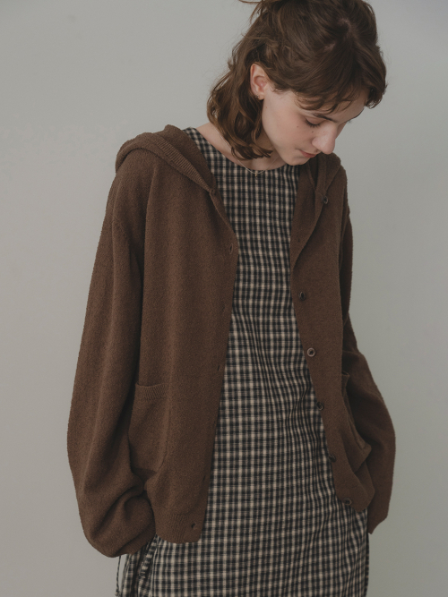 Hoodie knit cardigan (коричневый)