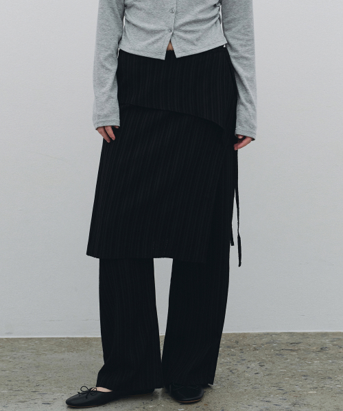 Tiered layered skirt wrap pants (чёрный)