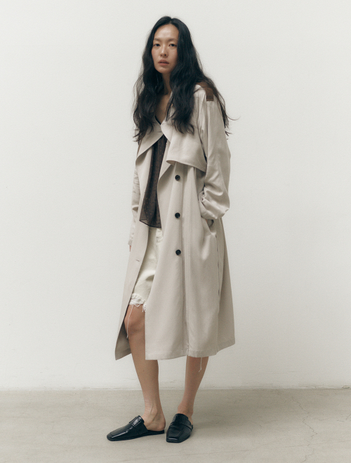 Кожа flap detail trench coat <<<protect0>>>