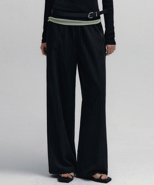 Soft touch stripe wide pants (чёрный)