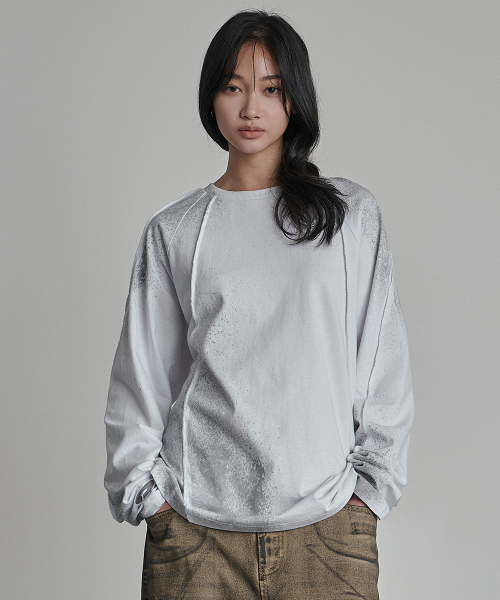 Washed spiral seam long sleeve белый