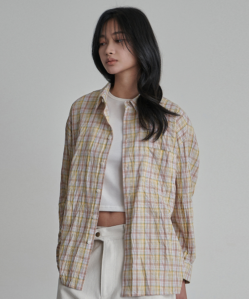 Crinkled check shirts жёлтый