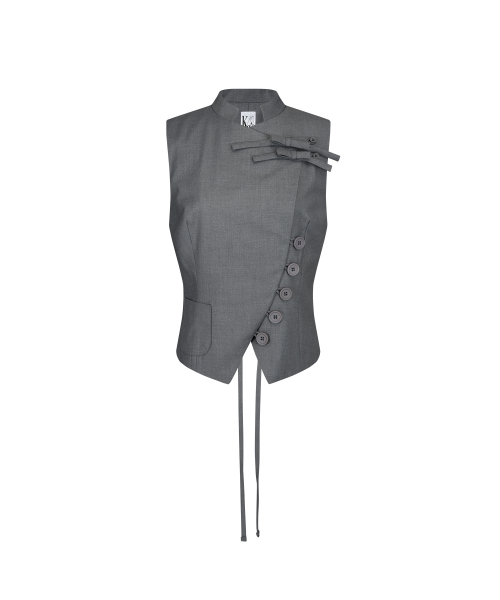 kashiko 韓国 トップス チャイナ china カシコ 카시코(KASHIKO) Preppy China Collar Vest Gray - 사이즈 & 후기 | 무신사