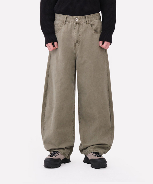 Хлопковые брюки balloon fit (Khaki)