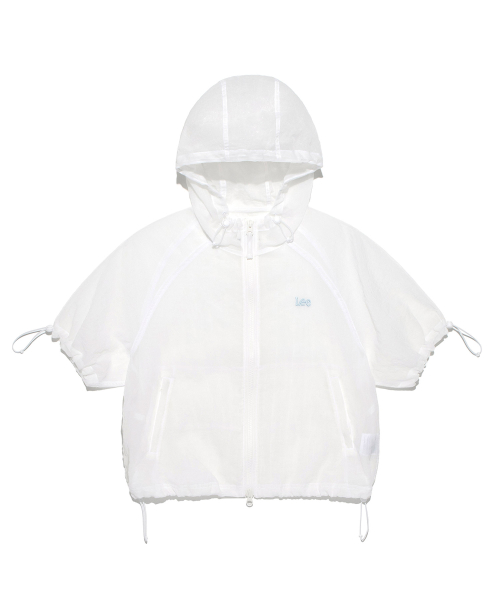 Woman short-sleeved hooded wind breaker белый