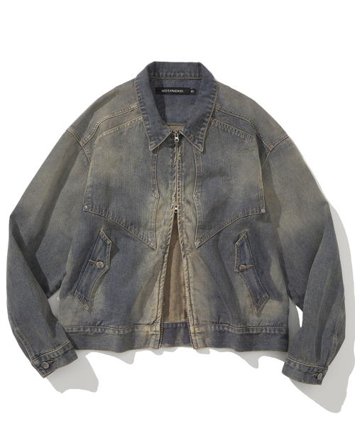 Western curved denim jacket - deep синий