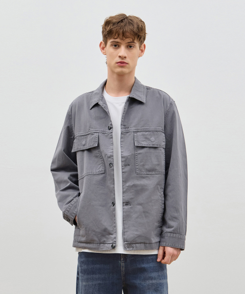 Свободная куртка-сафари из денима с пигментом Gray C5