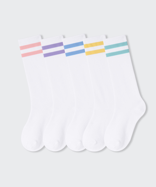 무신사 스탠다드 키즈() 스케이트 니 하이 삭스 5팩 [파스텔] 상품 이미지