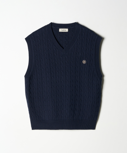 Кабельный трикотажный жилет с логотипом TC Navy