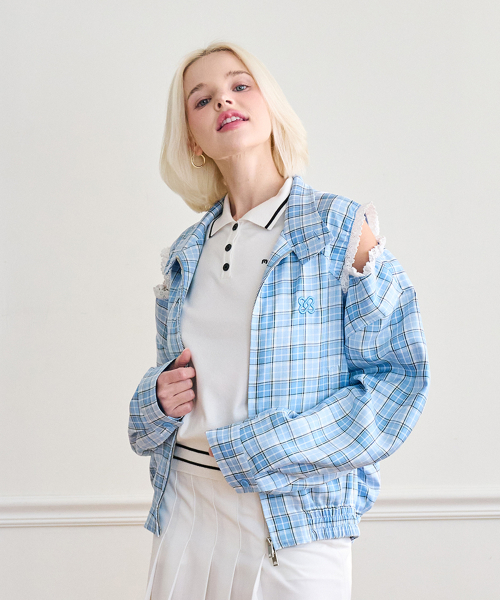 Shoulder lace blouson синий check