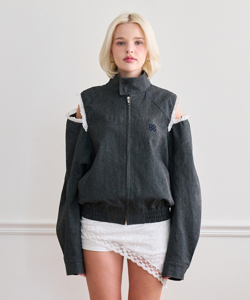 Shoulder lace blouson чёрный