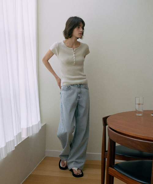 Wide Long Denim[LMBESPDN4114]-Light Blue