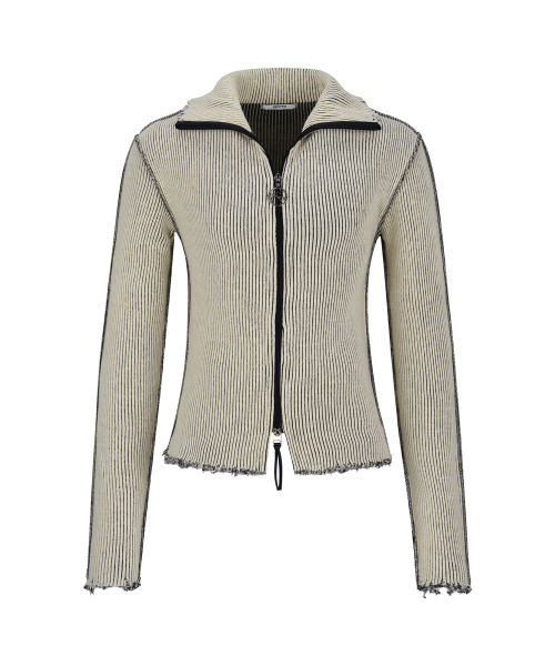 Destroyed lip knit zip-up_<<<protect0>>>