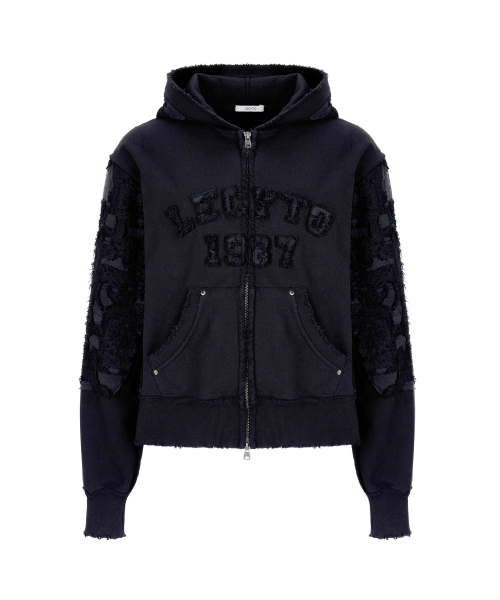 ★LECYTO★Destroyed Underground Hoodie Zip-Up★ LECYTO - DESTROYED UNDERGROUND HOODIE ZIP-UP_[BLACK